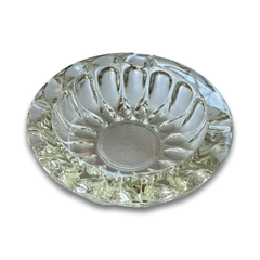 Vintage Large Yellow Hue Crystal Ashtray