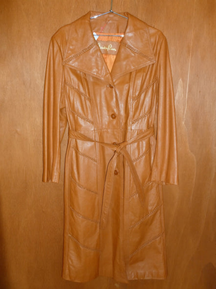 Ginger Braid-Detail Leather Trench
