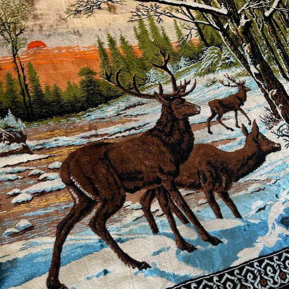 1950-60s Velvet Velar Deer Tapestry