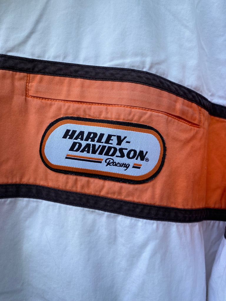Vintage Distressed Harley Davidson Racing Team Button Down (XXL)