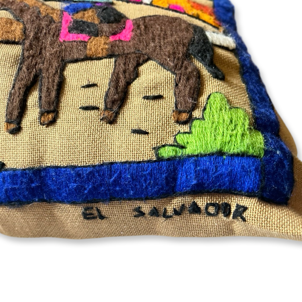 Vintage El Salvador Village Hand Woven Throw Pillow