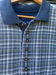 Vintage 90s Plaid Polo Shirt (XL)