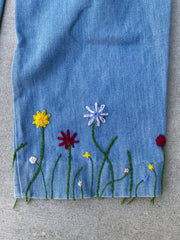 Vintage 70s Brittania  Hand Stitched Flower Jeans (29)