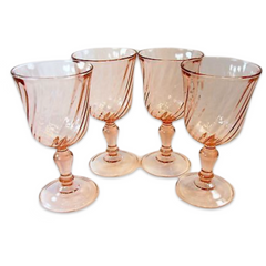 MCM Arcoroc France Pink Swirl Glass Set (4)