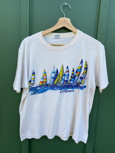 Vintage 70s Crazy Hawaii Sail Boat California Tee (M/L)