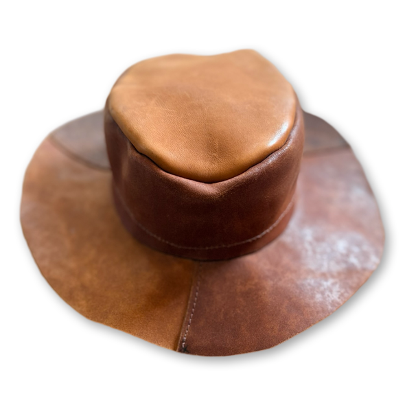 Vintage 70s Leather Patchwork Hat