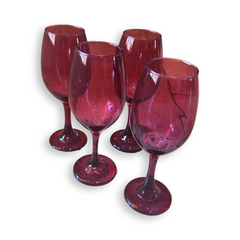 Vintage Cranberry Wine Glass Set of 4