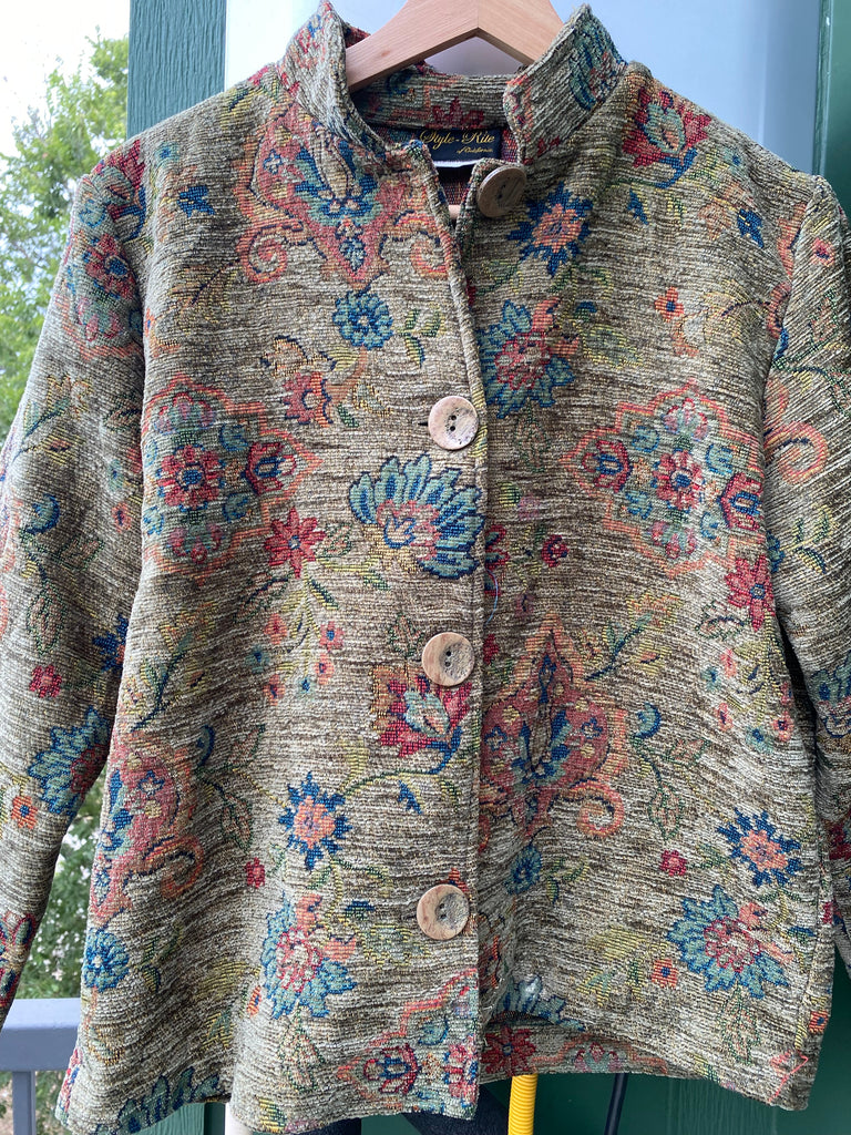 Vintage 80s Quilted Floral Cropped Jacket (S)