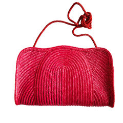 Vintage 80s Liz Red Raffia Bag