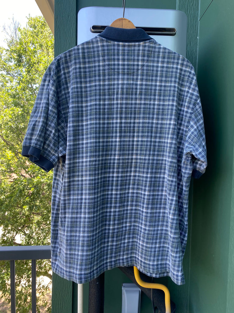 Vintage 90s Plaid Polo Shirt (XL)