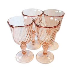 MCM Arcoroc France Pink Swirl Glass Set (4)