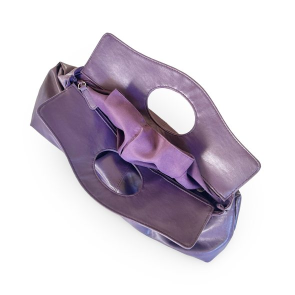 Vintage 80s Purple Leather Handheld Bag