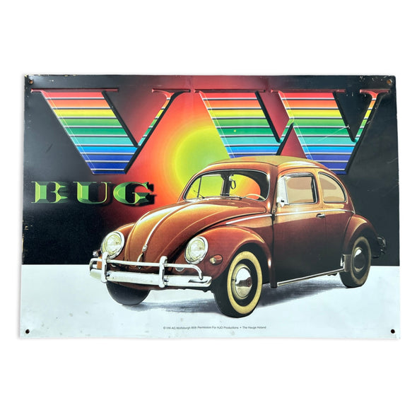 Vintage 80s VW Embossed Metal Sign