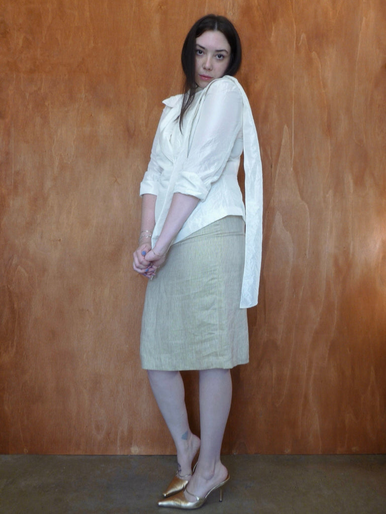 Linen Melon Pencil Skirt (30")
