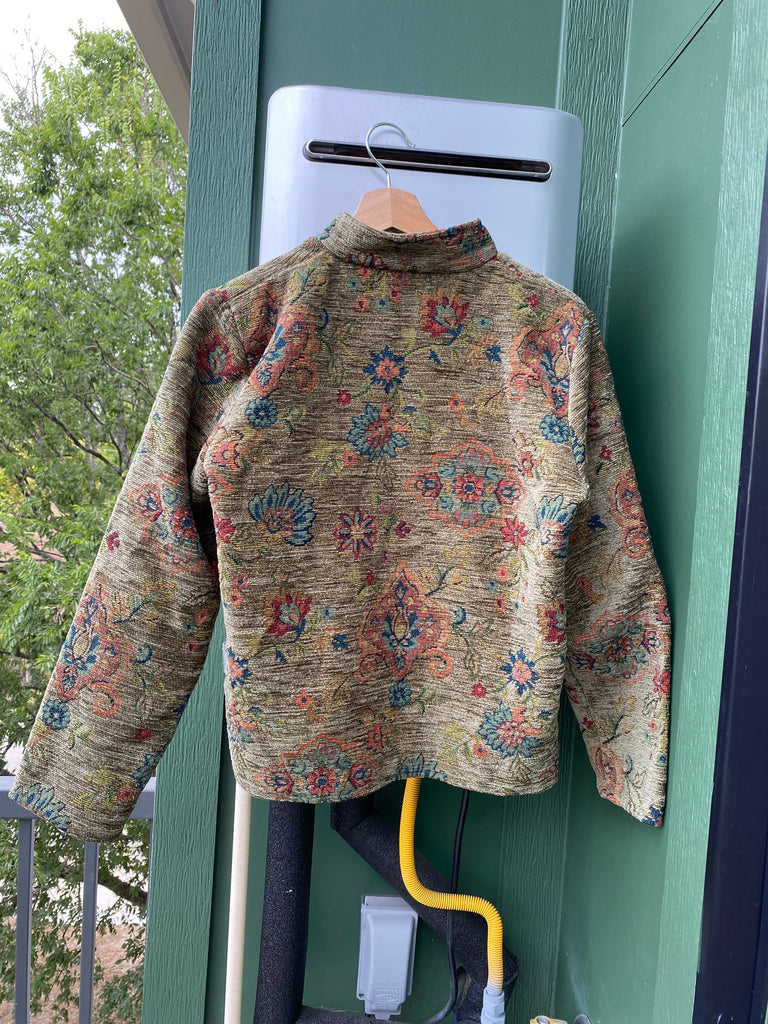 Vintage 80s Quilted Floral Cropped Jacket (S)