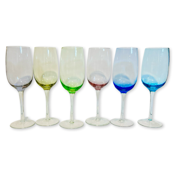 Vintage 70s Rainbow Tint Wine Glass Set