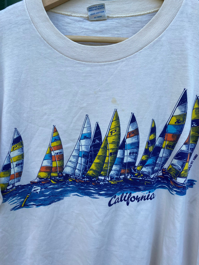 Vintage 70s Crazy Hawaii Sail Boat California Tee (M/L)