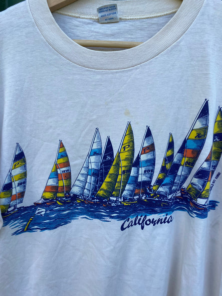 Vintage 70s Crazy Hawaii Sail Boat California Tee (M/L)