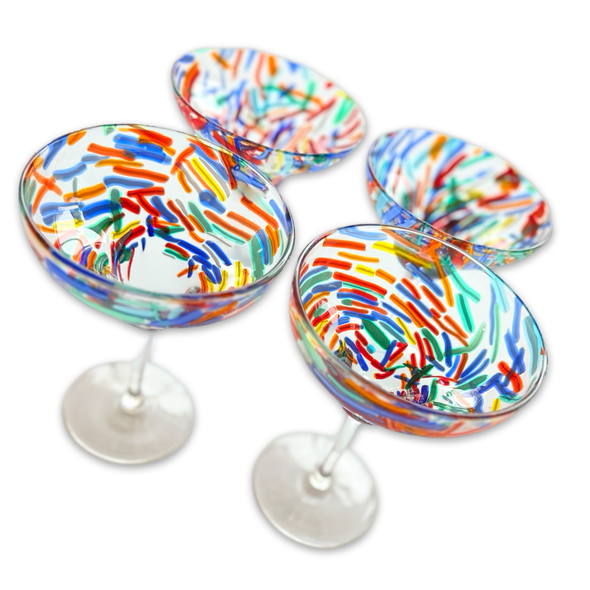 Vintage Confetti Cocktail Glass Set