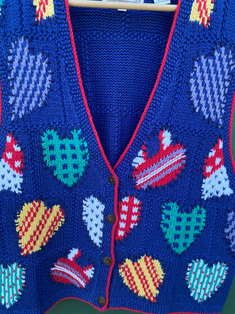 Vintage 90s Heart Knit Sweater Vest (S/M)