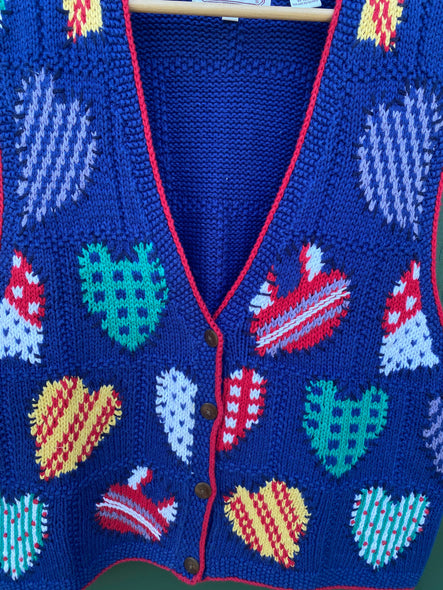Vintage 90s Heart Knit Sweater Vest (S/M)