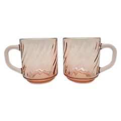 Arcoroc France Pink Swirl Mug Set (4)