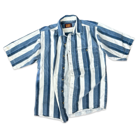 Vintage 90s White Striped Denim Shirt