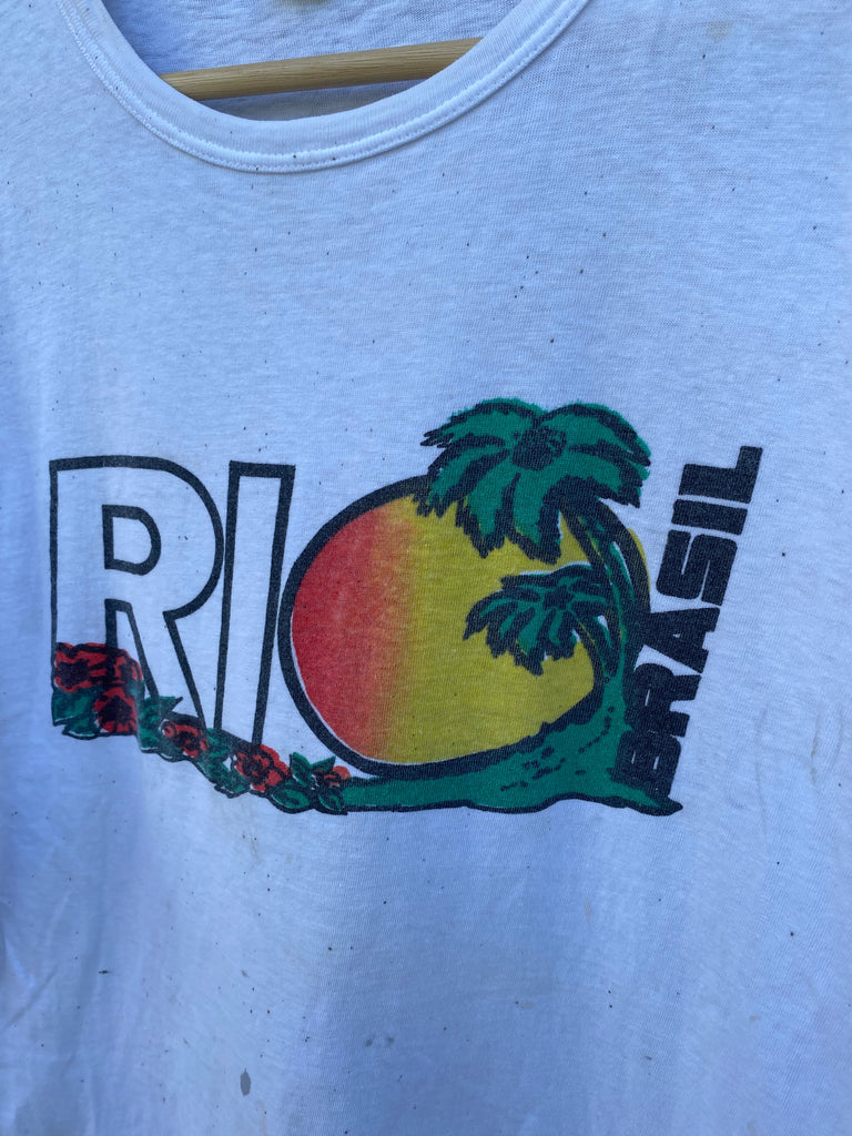 Vintage 70s Rio Brazil Distressed Baby Tee (S/M)