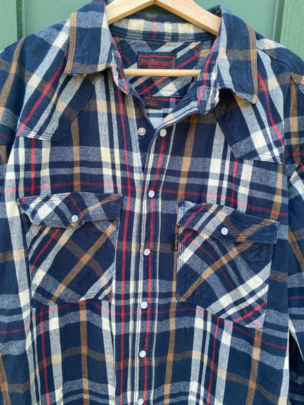 Vintage Y2K Five Brother Pearl Snap Flannel (XL)