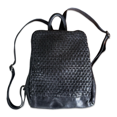 Vintage Leather Woven Backpack