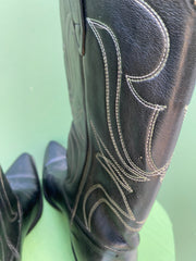Vintage 70s Maverick Blue Bells Black Cowboy Boots (7 1/2 D)