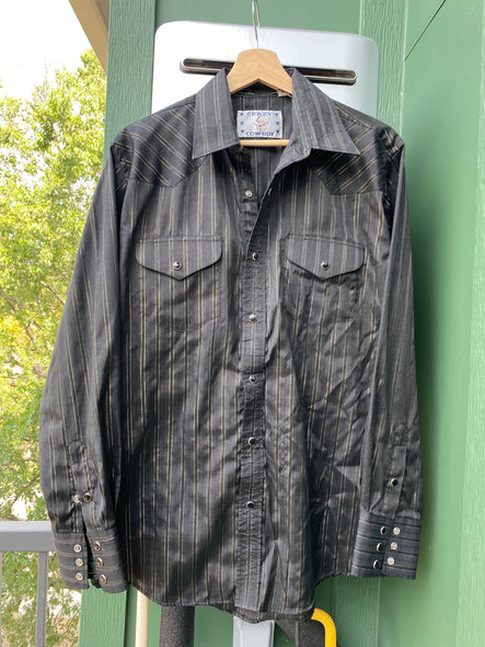 Vintage 90s Crazy Cowboy Pearl Snap (L/XL)