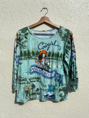 Y2K Cowgirl Wildwest Diamond Print Cropped Tee (M/L)