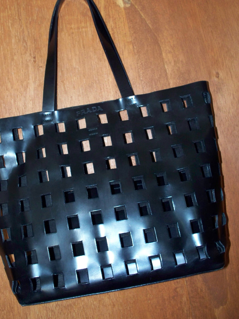 Prada Black Lattice Mini Tote