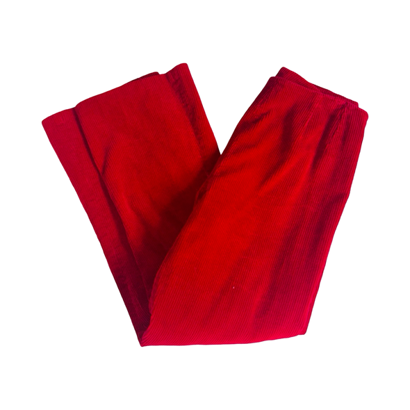 Vintage 80s Red Corduroy Flare Pants