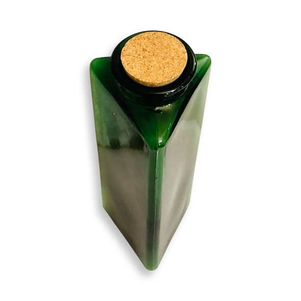 Vintage Emerald Triangle Glass Cork Bottle