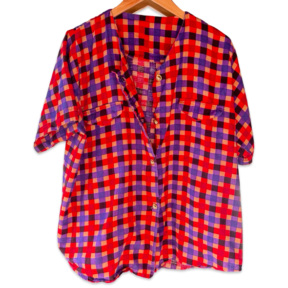 Vintage 80s Purple Checkered Buttondown