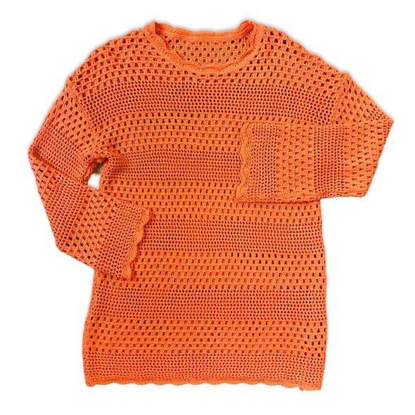 Vintage Orange Crochet Mini Dress