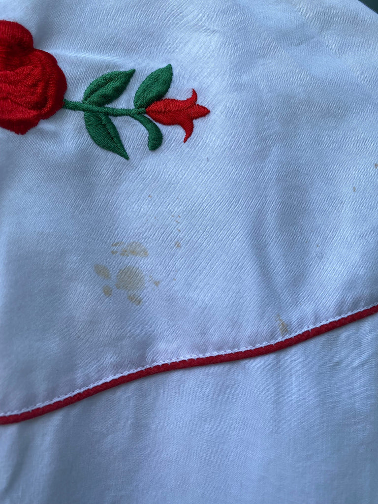 Vintage 90s Distressed Rose Embroidered Pearl Snap Button-Up (XL)