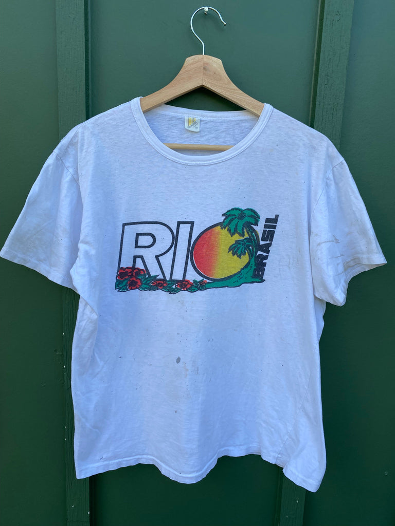 Vintage 70s Rio Brazil Distressed Baby Tee (S/M)