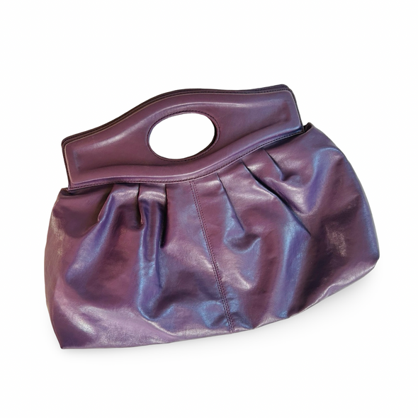 Vintage 80s Purple Leather Handheld Bag