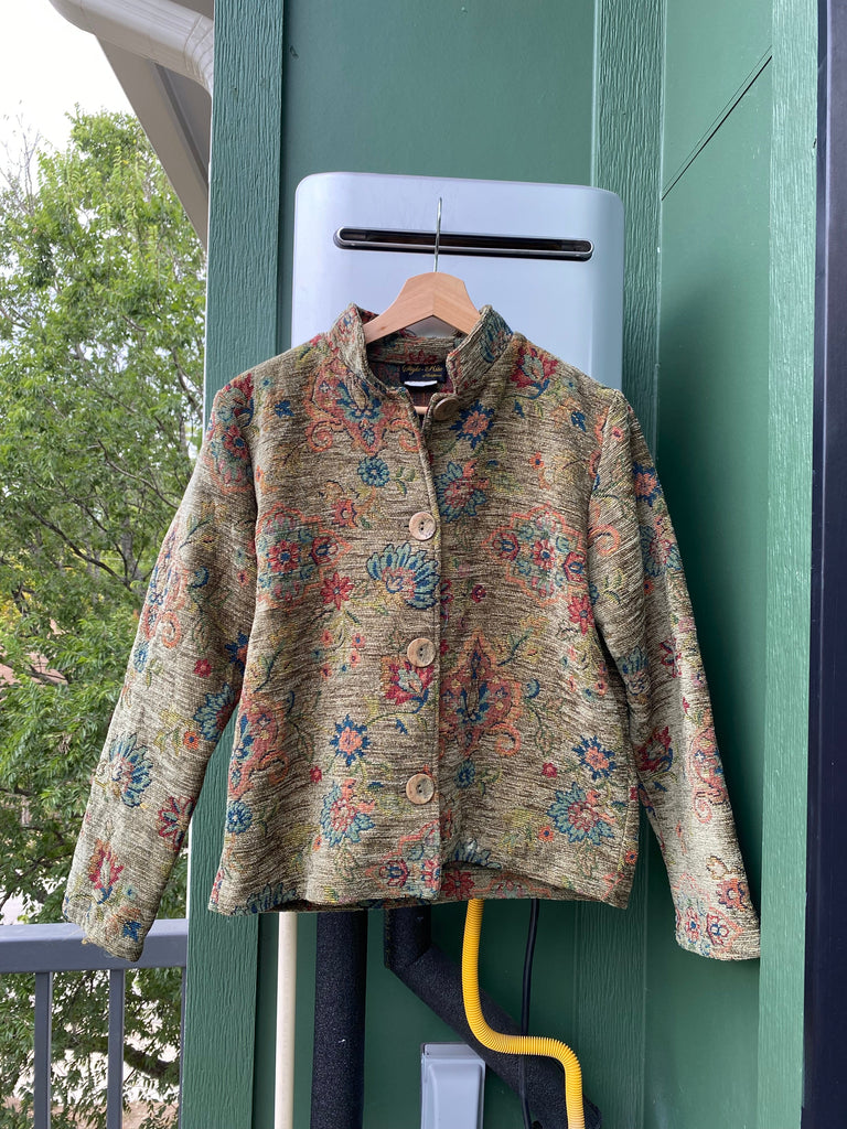 Vintage 80s Quilted Floral Cropped Jacket (S)