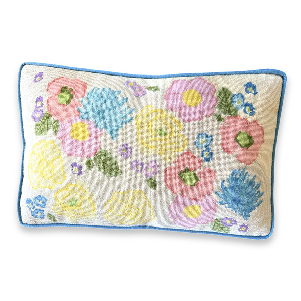 Vintage Needle Point Floral Pillow