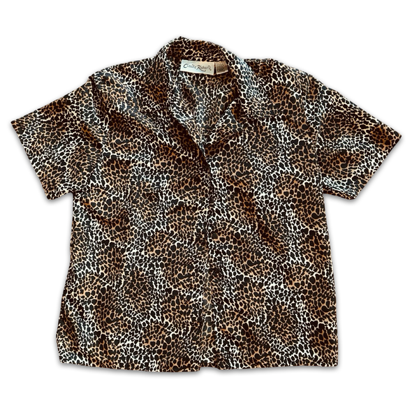 Vintage 90s Button Down Cheetah Top