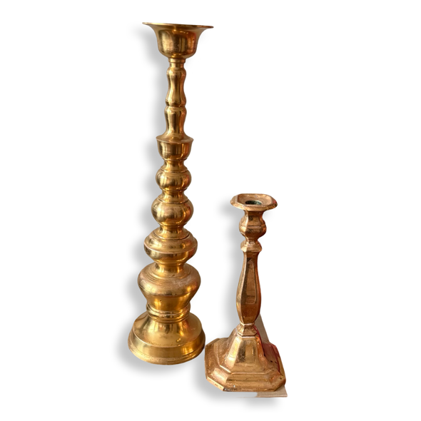 Vintage Brass Candle Holder Set (2)