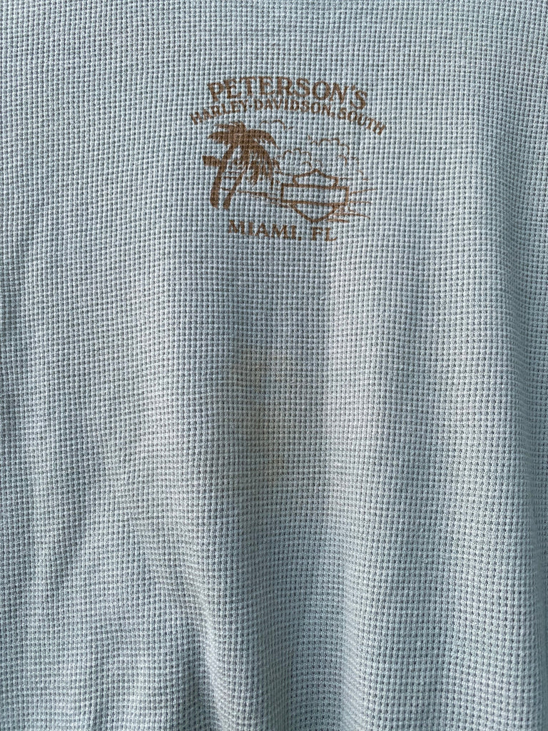 Y2K Harley Davidson Waffle-Knit Thermal Top (S/M)