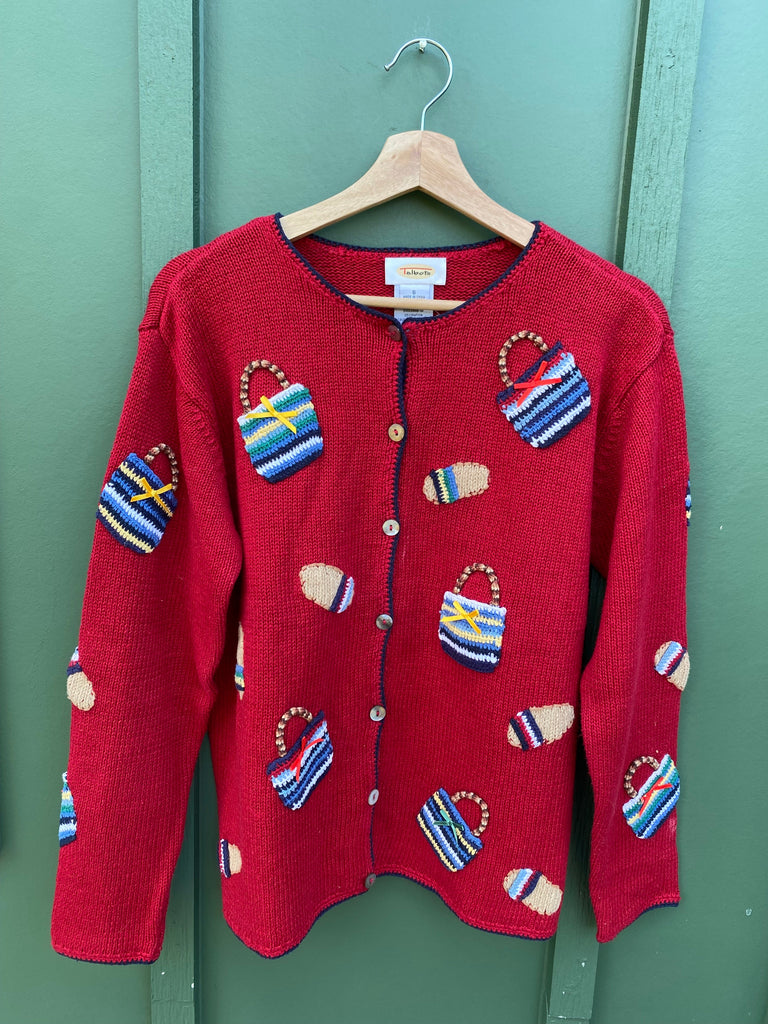Vintage 90s Shopping Bag Knit Cardigan (S/M)
