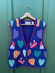 Vintage 90s Heart Knit Sweater Vest (S/M)