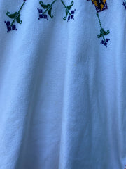 Vintage 70s Oaxacan Embroidered Cotton Poncho Dress (M/L)