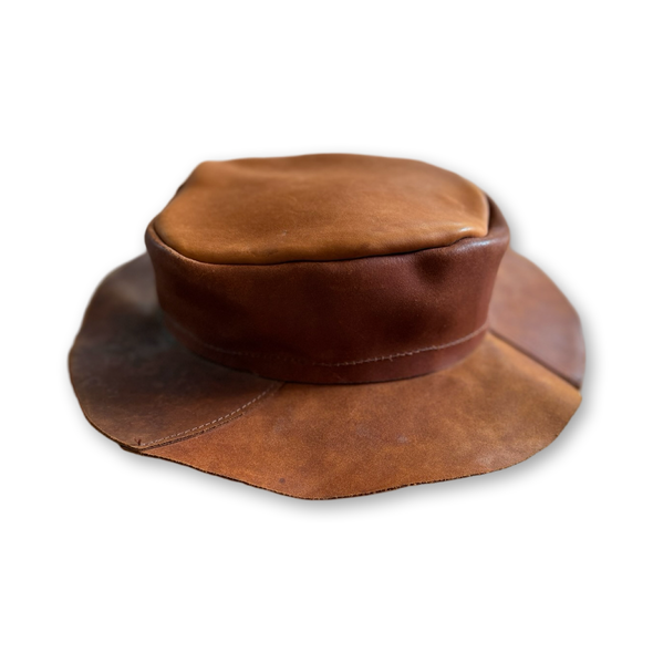 Vintage 70s Leather Patchwork Hat